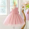 Girls' Party Tulle Princess Dress with Bowknot for Violin, Piano, and Stage Performance.
