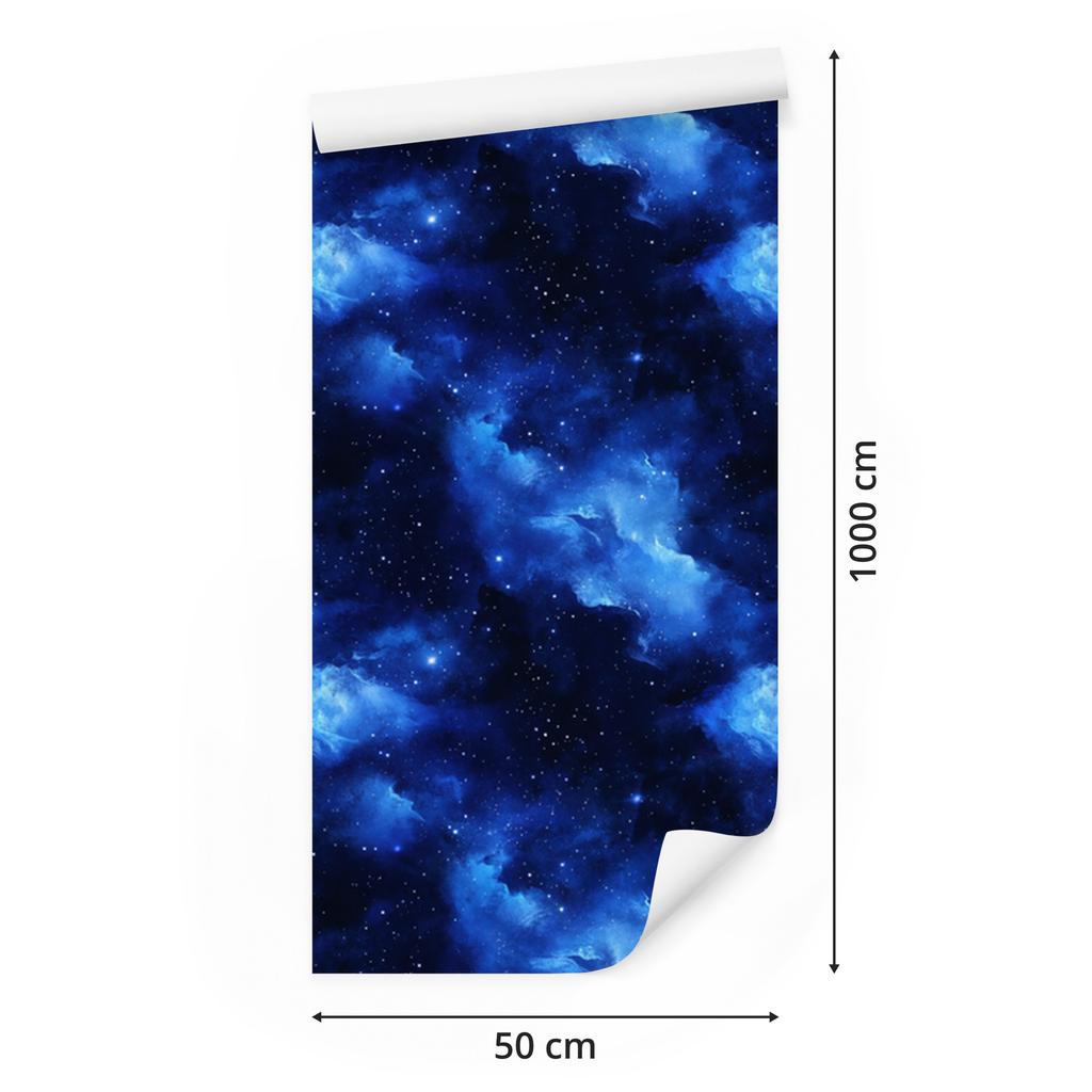 Watercolor Galaxy Wallpaper Navy Blue, Mountain Blue 50x1000