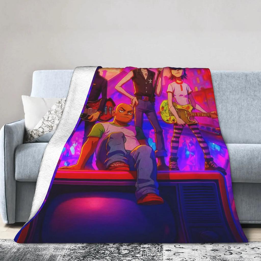 Gorillaz Music Band Plush Throw Blanket  Soft Warm Flannel Blanket for Bed Bedroom Students Novelty Gift