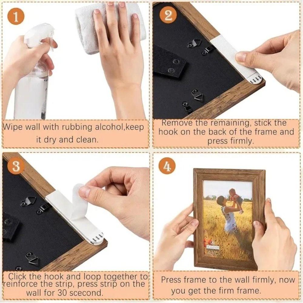 4 Pairs Removable Photo Frame Tape Strips Punch-free Poster Frame Hanging Stickers  Wall Decor
