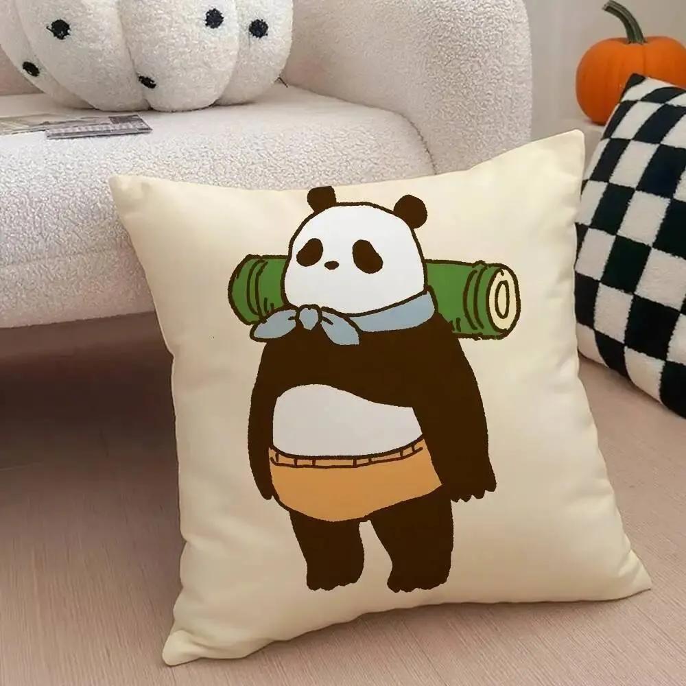 Panda Pillow Cover Polyester Printed Cute Cartoon Cushion Case Sofa Home Decor Xcm Bedroom Living Room Throw Pillowcase Gift