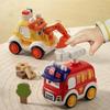 Toddler Press and Go Vehicle Cartoon Baby Mini Ambulance Police Car Fire Truck Excavator Model Gift for Kids Toys
