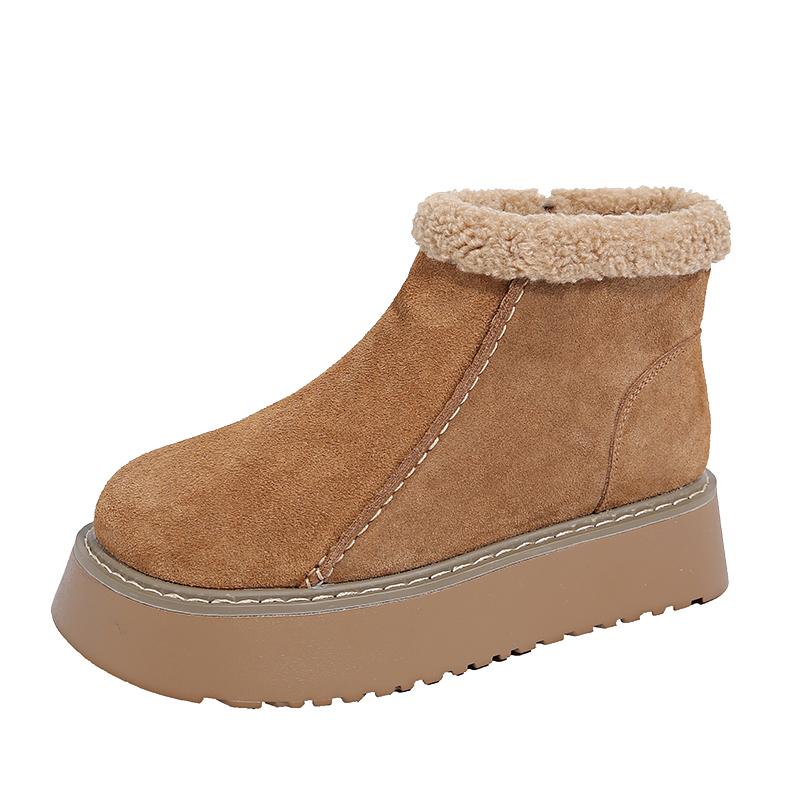Fur Platform Women Ankle Boots Suede Flats Fashion Warm Shoes Woman 2025 Trend New Winter Causal Walking Warm Women’s Snow Botas