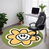 1pc Flower Happy Office Round Area Rug, Under Office Chairs Bedroom Living Room Home Decor, Room Deco, Available In Various Sizes