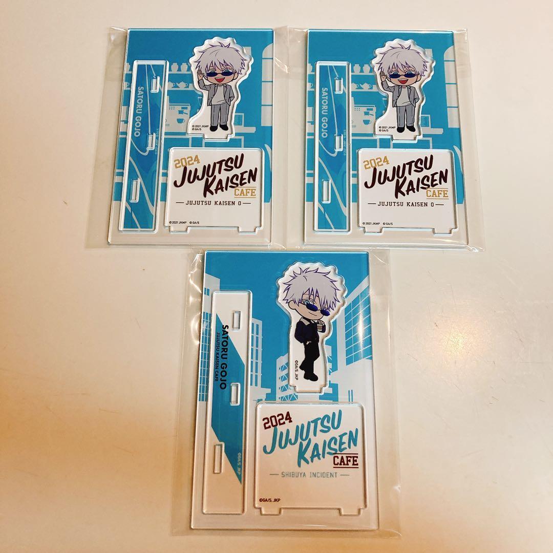 Used Jujutsu Kaisen Cafe Gojo Satoru Mini Acrylic Stand 3 Piece Set