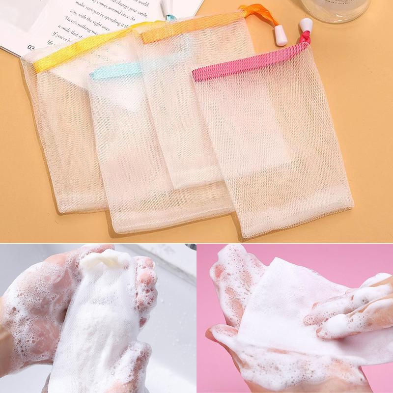 1/10Pcs Portable Clean Foaming Mesh Bag Reusable Soap Foaming Nets for Shower Washing Bathroom Accessories Kitchen Storage Bag