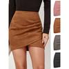 Solid Color Pleated Hip Hugging Skirt Women's Pure Color Ruffle Hip Skirt