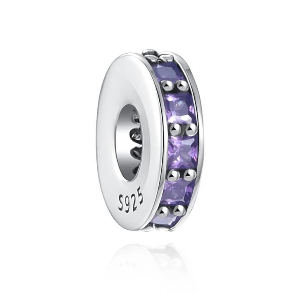 New Shining Zircon Love Heart Spacer Bead 925Silver Pendant for DIY Bracelet Flower Charm Women Jewelry Making