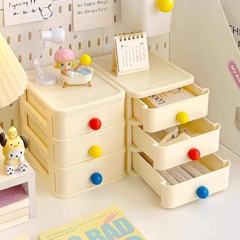 Desktop Storage Box Colorful Ball Home Office Storage Three Layers Drawer-style Storage Box Cosmetic Organizer Box