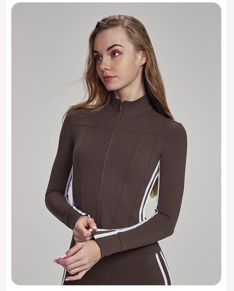Damen Schlank geschnittene Sportjacke mit Reißverschluss zum Laufen und Yoga