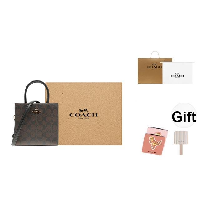 Coach Cally 17 Klassische Monogramm-PVC-Notenmappe Umhängetasche Crossbody-Handtasche Mini-Damen-Taschen Schwarz Braun 5693-IMAA8