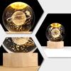 3D Crystal Ball with Warm Light Wooden Base Small Night Light Desktop Decoration Ornaments Holiday