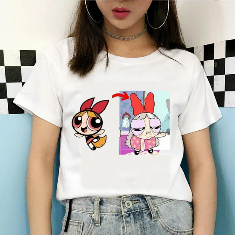 Kawaii The Powerpuff Girls Cartoon Graphic T Shirts Shirt Gift Tshirt Men Women Unisex Tee Short Sleeve Clothes Summer Y2k Tops