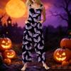 Sleeveless Casual Jumpsuit for Women Cotton One Piece Romper Loose Fit Wide Leg Halloween Print Overall