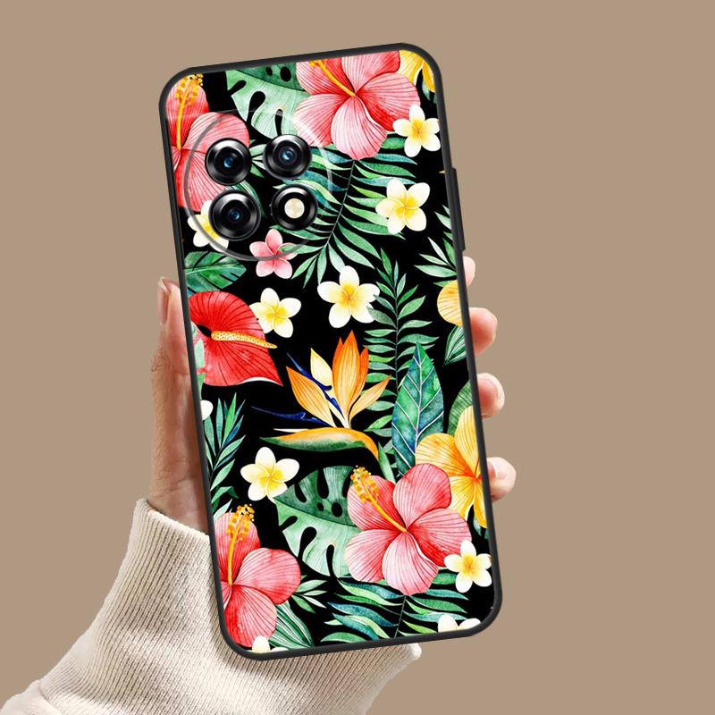 Tropical Paradise Hawaiian Flower Case For OnePlus 10T 8T 9R 10R 12R OnePlus 12 11 9 10 Pro Nord 2 CE 3 Lite N10 N20 N30 Cover