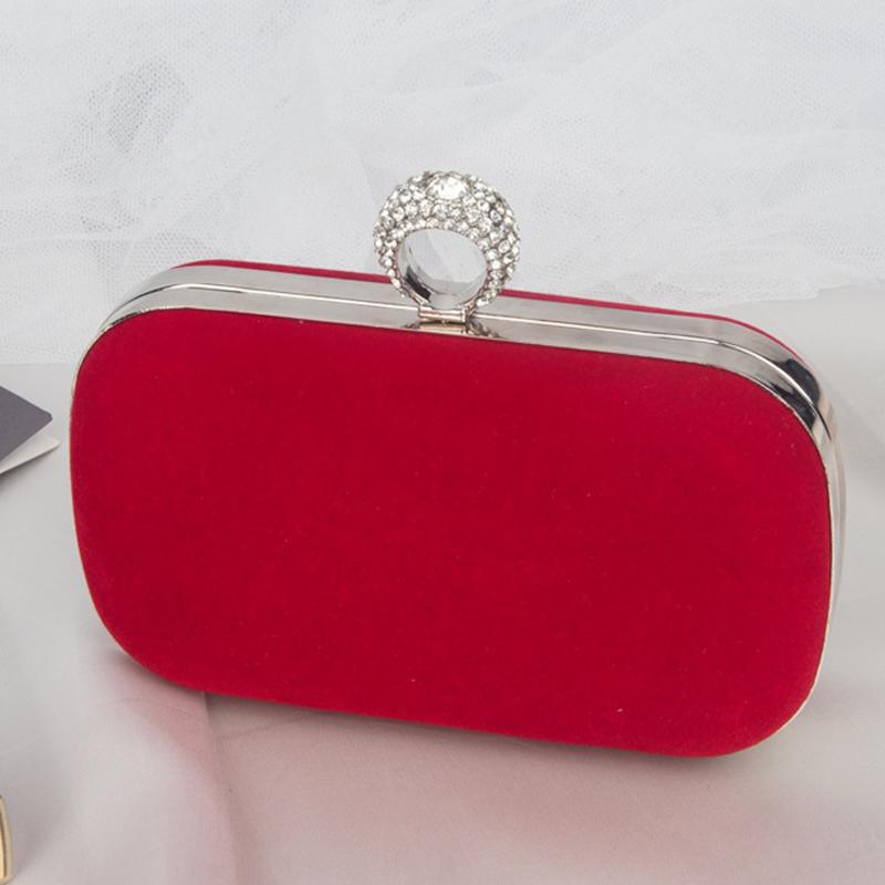 Rose Red Small Clutch Purse for Women Velvet High Quality Ladies Shoulder Evening Party Purse and Handbag Luxury Cross Body Bag