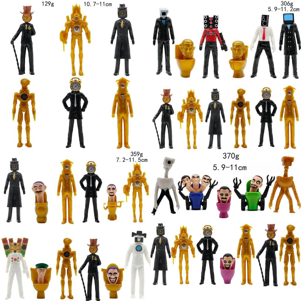 Hot Selling Toilet Man Vs Clock Man Handmade Model Toy For Children Gift Bag Packed Plastic Material Various Characters Figurine
