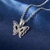 Three-piece set of copper inlaid synthetic zirconia elegant fairy-like butterfly wing pendant earrings and necklace, sparkling luxurious wedding