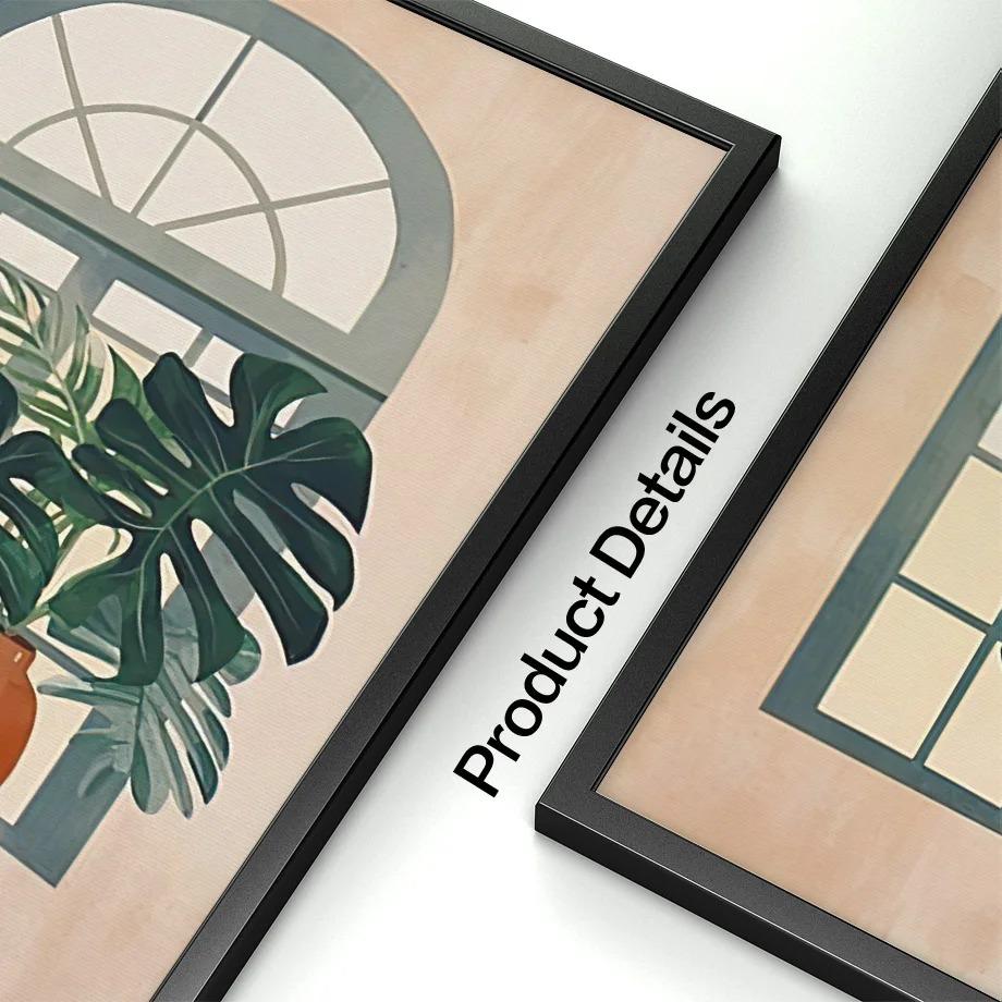 Mural Print Boho Abstract Leaf Cactus Plant Wall Art Canvas Painting Botanical Poster Picture Living Room Home Decor