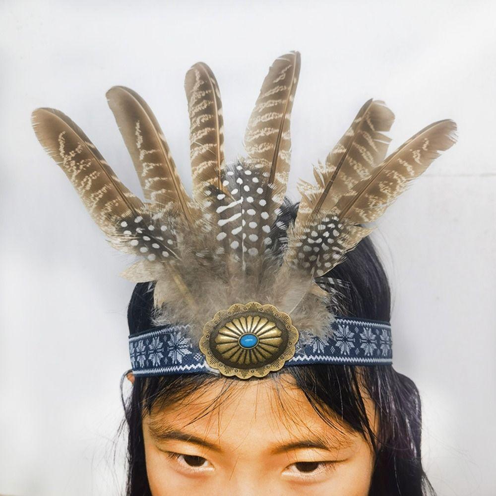 Colorful Feathered Hairband Ethnic Style Indian Hairband Fashion Hair Ornament  Special Occasion