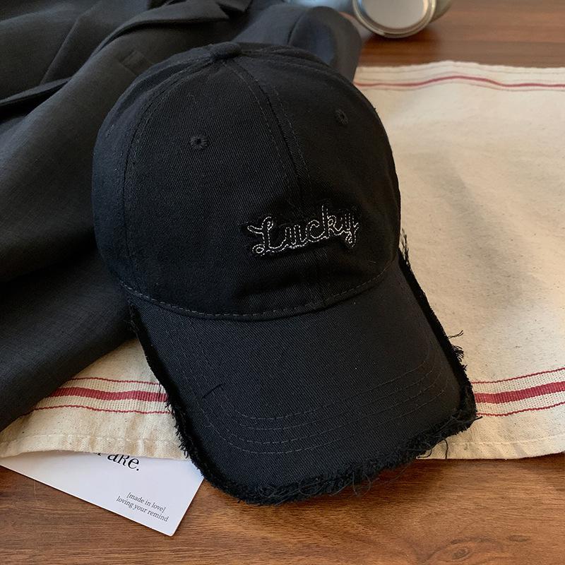 Women's New Style of Old-fashioned Baseball Cap with Big Head and Face  Small Baseball Cap Soft Top Wide Brim Beige Hat