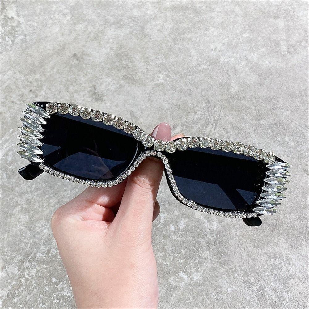 

Narrow Frame Diamond-Studded Sunglasses UV400 Protection Rhinestone Shades for Women & Men