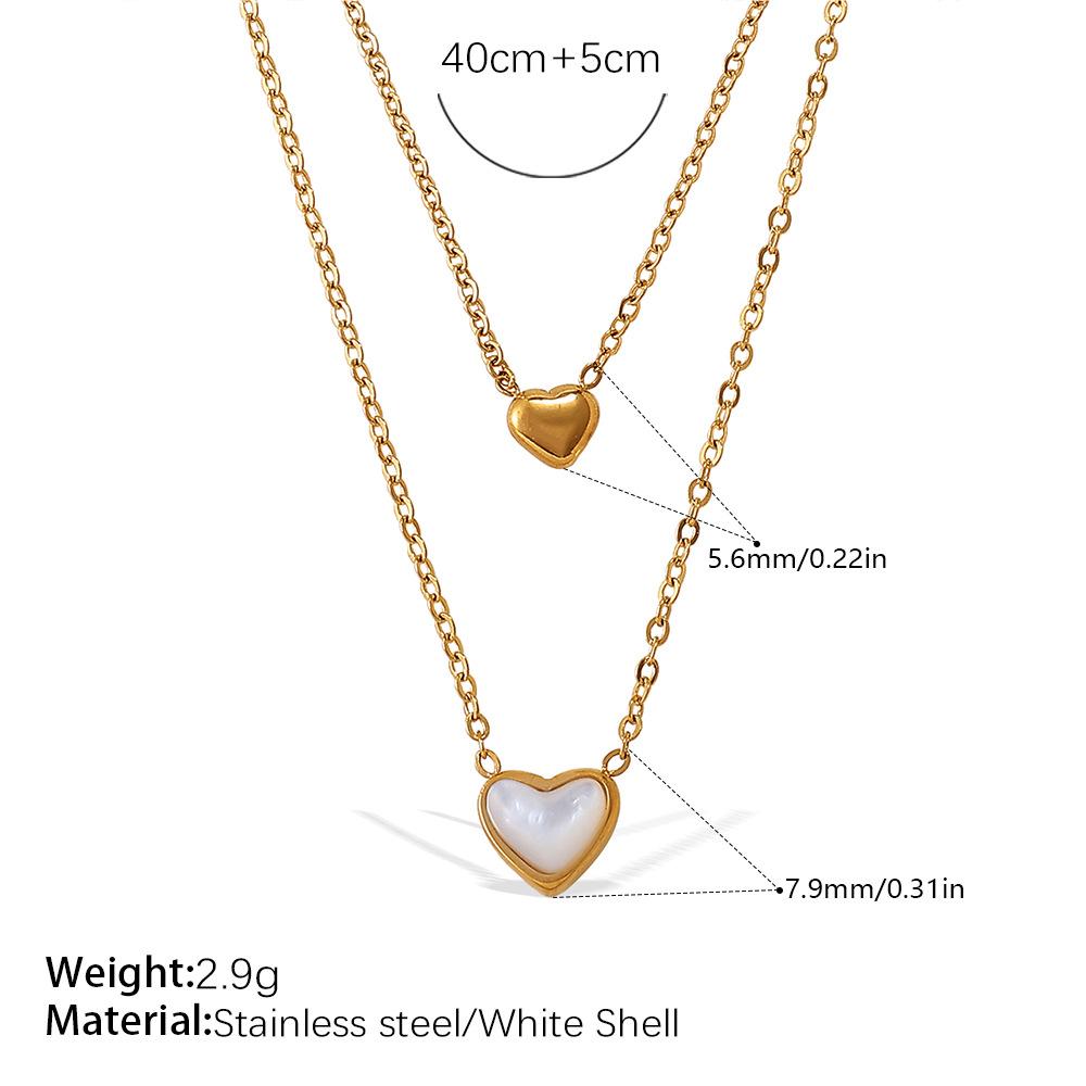 Beautiful Niche Design Double-Layer Pendant Necklace Stainless Steel Gold-Plated Love Pendant Necklace Women