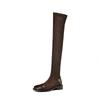 Krazing Pot Flock Autumn Winter Shoes Low Heels Size 43 Long Boots Slip On Stretch Over-the-knee Boots