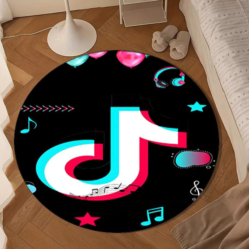 Neon music note Round Rug for Livingroom,Bedroom, Palyroom, Chair Rug, Area rug, Circle Carpet, Large Size Fan Christmas gift