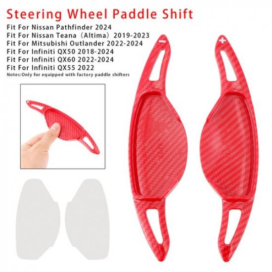 Carbon Look Steering Wheel Paddle Shifter Extension For Nissan Mitsubishi red