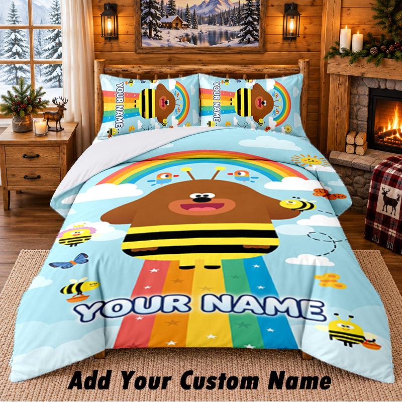 Hey Duggee Custom Name 3Pcs Bedding Set 1 Bed Sheet 2 Pillowcases Bedroom Home Decor