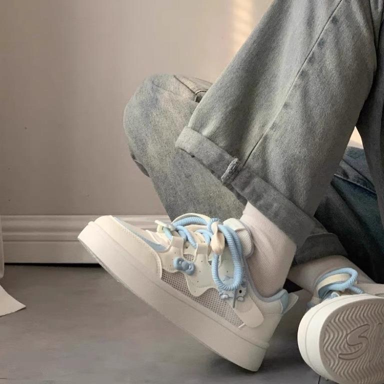 New Cute Student Board Shoes Casual Women Breathable Thick-soled Korean Version Mesh 2025 Little White Shoes Spring and Summer Versatile Design