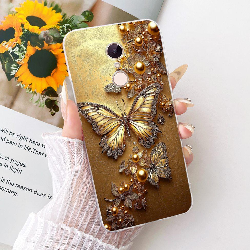 For Redmi 5 Case Cover Transparent Cute Cat Fashion Butterfly Funny Painted Casing MDG1 MDI1