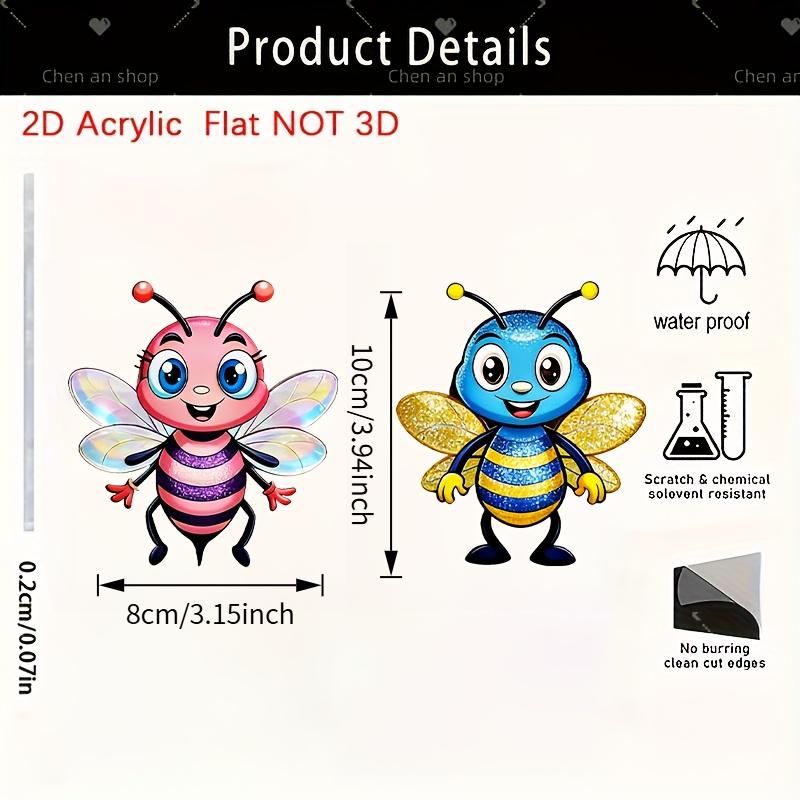 

2pcs Cartoon Cute Bee Acrylic Garden Wall Decoration Kid Room Background Home Decoration Mural Living Room Wallpaper Funny Decal