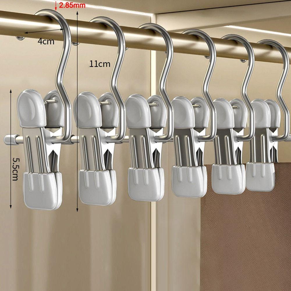 1/5/10PCS Windproof Stainless Steel Pants Clip with Hook Home Storage Rack  for Household