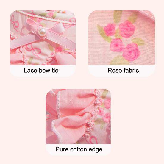 Floral Dog Harness for Small Dogs Cute Ruffled Harness with Leash Adjustable Dog Harness for Puppies Bichon Frise Teddy Pomeranian