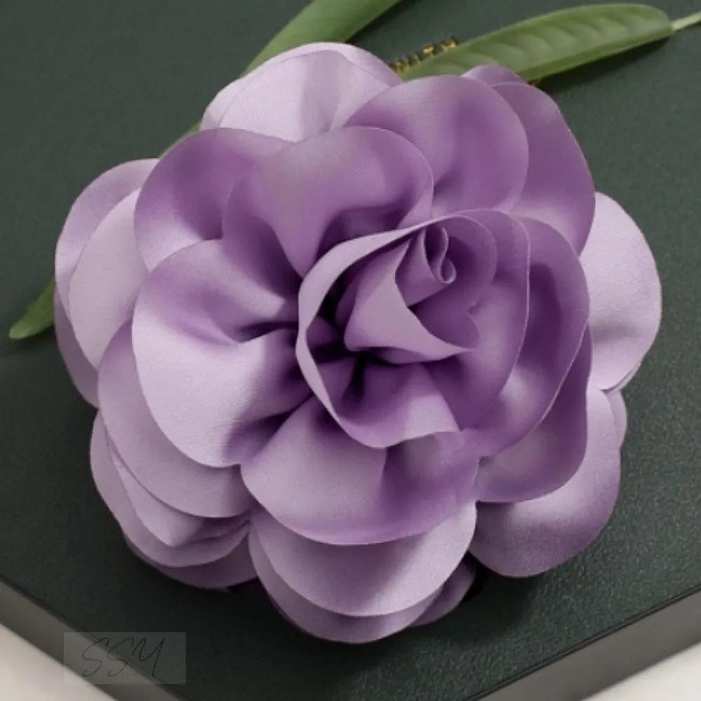 Chiffon hair clip (purple), flower hair clip, accent pin, bun hairstyle