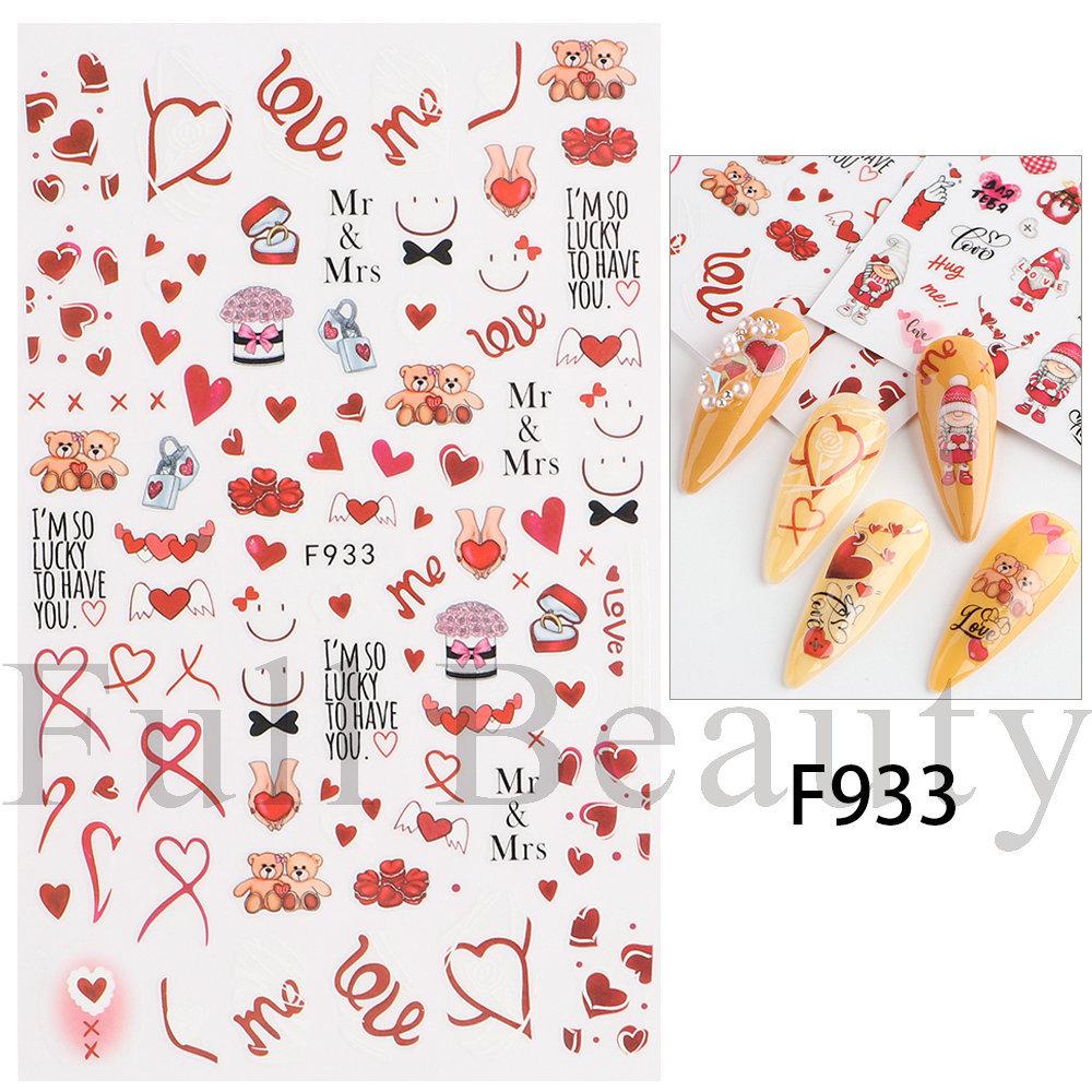 Nail Art Stickers Ins Valentine's Day Red Lips Sexy Heart LOVE Love Bear Adhesive Nail Stickers
