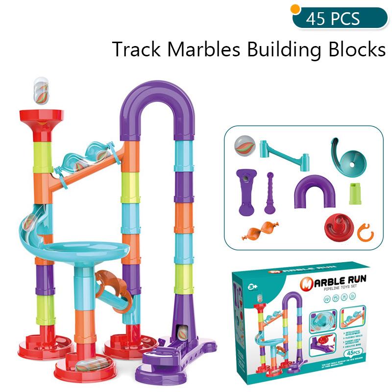 

Marbles Run Catapult Track Building Blocks Slide Beads Educational Toys Children Gift Race Balls Toy Marble Track Race Set