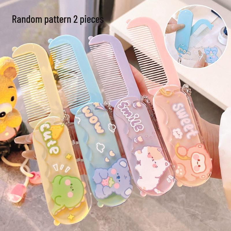 Compact Folding Pocket Mirror with Integrated Comb - Perfect for Makeup and Touch-Ups on the Go