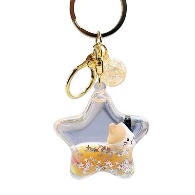 Porte-clés personnalisé en forme de bouteille de thé au lait et d'huile liquide, cinq étoiles, pour cartable, voiture, pendentif créatif