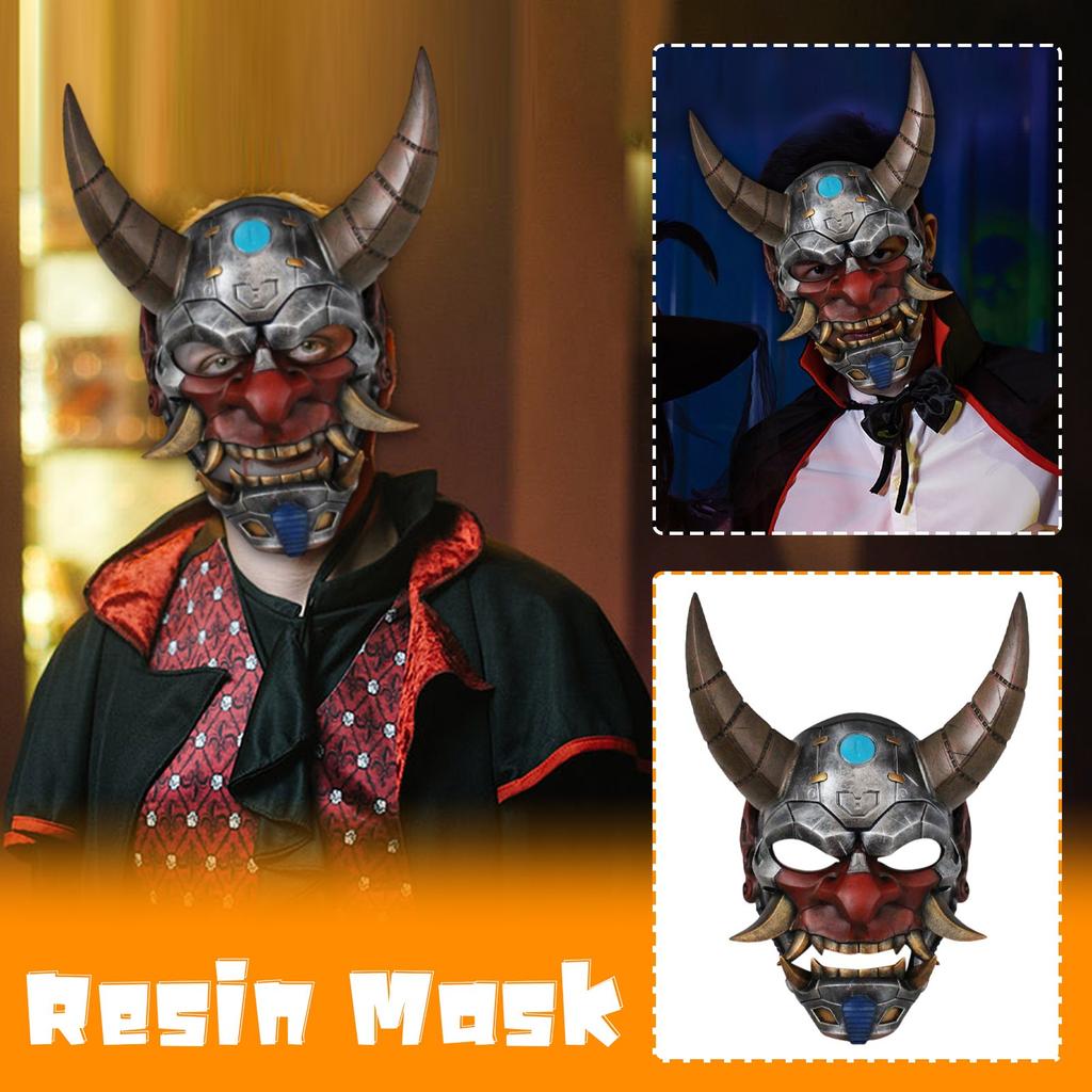 Halloween Japanese Mechanical Hannya Cos Dress Up Props Dance Party Resin Mask