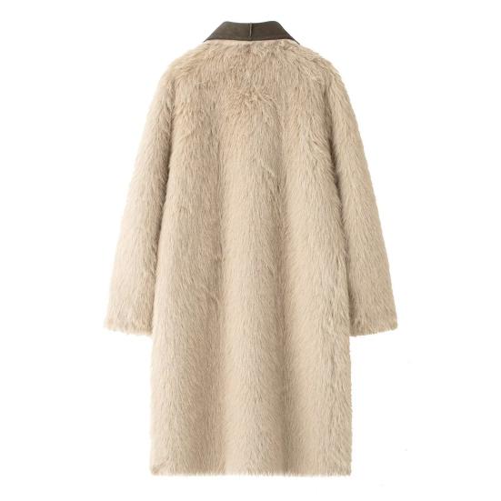 Faux Fur Lange Dames Reversibele Fuzzy Fleece Trenchcoat voor Sherpa Gevoerde Jassen Winter Furry