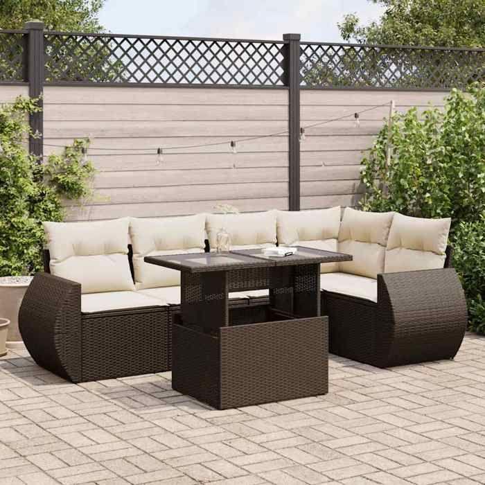 VidaXL Salon de jardin avec coussins 6 pcs marron résine tressée 3326644