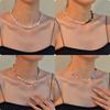 Personalized Simple Yellow Smiling Face Imitation White Imitation Pearl Black Beaded Woven Single Layer Collar Chain Necklace
