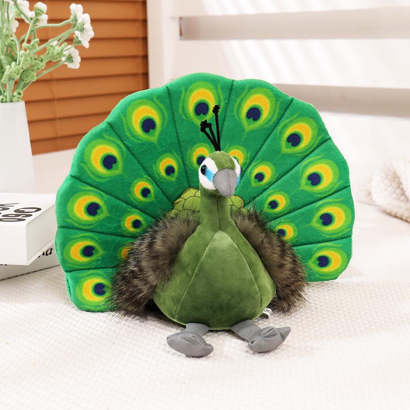 

Simulated Peacock Plush Toy Peacock Open Screen Zoo Souvenir Ornament Doll Children S Bird Cognition Textbook 25 cm [0.15kg] зелёный