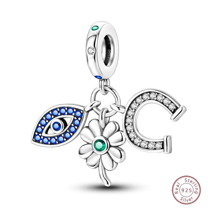 Copper Beaded Four Leaf Clover Lucky Shiny Zirconia For Original 3Mm Bracelet Women Fine Jewelry