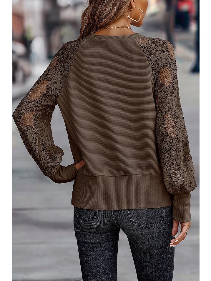 European & American Women's V-neck Lace Knitted Sweater - Loose Casual 2024 Spring/Summer Fashion Top