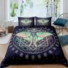 Death Moth Duvet Cover Set Skull Bedding Set Snake Mandala Moon Phase Comforter Cover Trippy Skeleton Quilt Cover Set Queen Size