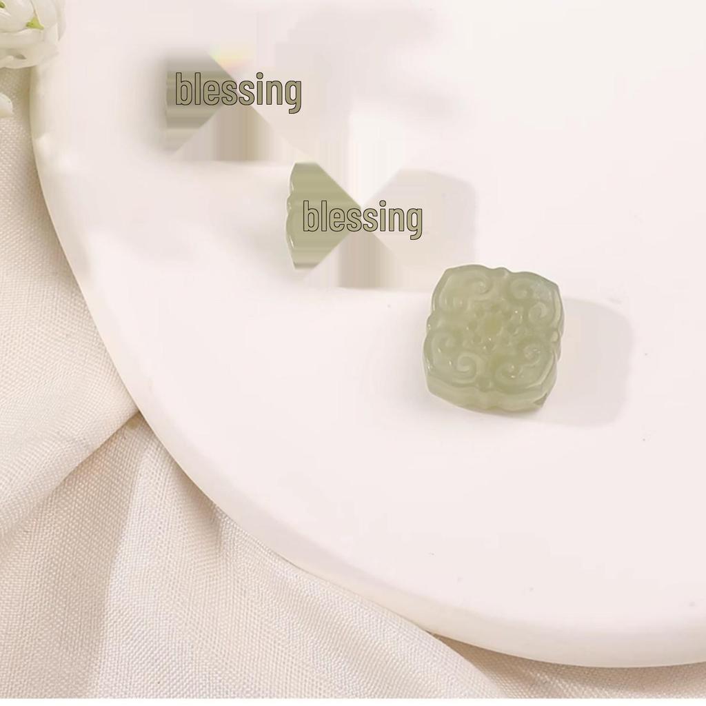 Hetian Jade Ruyi Square Plaque Beads for DIY Jewelry & Bracelets